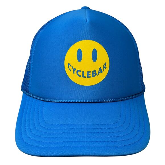 Cyclebar Smiley Snapback Trucker Hat Blue One Size Mesh Back Rope Poly Otto - Picture 1 of 9